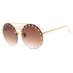 SHAUNA Nail Decoration Super Round Sunglasses Double Bridges Rimless Gradient Lens Shades UV400