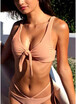 2018 Women Ribbed Plunge V Lace Up Knotted Padded Low Waist Bikini Set