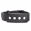 4 Little Round Holes Stainless Steel Plate Mens Genuine Leather Bracelet Watch Band Bangle