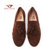 Men shoes Handmade shoes with Classical Brogue Printing&Suede Fringe Party men loafers