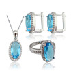 Fashion Dark Blue Stone Silver Plated Jewelry Sets for Women Pendant Clip Earring Ring Three Colors Available Free Jewelry Box