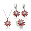 Trendy Multicolor Stone Silver Plated Jewelry Sets for Women Three Colors Available Free Jewelry Box
