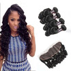 Ishow Hair 4 Bundles Brazilian Loose Wave With Closure Baby Hair Human Hair Ear to Ear Lace Frontal Closure With Bundles