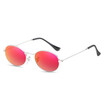 SHAUNA Classic Stainless Steel Frame Ladies Pink Reflective Oval Sunglasses Retro Men Mirror Coating Shades UV400