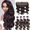 Glary Body Wave Bundles Mongolian Virgin Hair Bundles with Frontal Grade 8A Body Wave Hair Bundles with 13x4 Frontal Natural Black