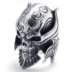 Hpolw Large Biker Mens Gothic Casted Skull Black&Silver Stainless Steel beautiful design skeleton Ring Width35mm