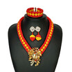 New Red Crystal Dubai Bridal Statement Necklace African Wedding Jewellery Set Bridal Jewelry Nigerian Party Jewelry Set For Women