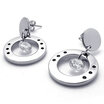 Hpolw Stainless Steel Cubic Zirconia Stud Earrings Set 2pcs Color Silver