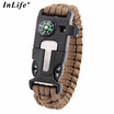Inlife Multifunctional Whistle Flint Compass Knitted Survival Bracelet