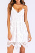 Sexy Women Spaghetti Strap Lace Mini Dress Deep V Backless Lace Up Clubwear Party Dress White Homecoming Dress