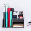 Jinlongxing Glosen wooden file box file tray file holder two multi-divided desktop office pen holder combination DIY file storage box D2062 black