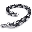 Hpolw Mens Stainless Steel Bracelet Biker Links Black Silver
