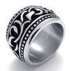 Hpolw men Heavy Wide Vintage popular black Stainless Steel Mens the pretty rose pattern Ring the pretty rose pattern