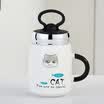 Youlaifu Multifunctional Mark Cup Cup with lid Ceramic Cup Coffee Cup Cartoon Cover Cup Gray Face Cat