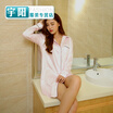 Europe&the United States large size sleeping women spring&autumn sexy long-sleeved shirt-style silk long nightdress casual