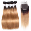 HCDIVA Ombre Hair 4 Bundles Deal Brazilian Virgin Straight 1b27 Black Honey Blonde 100 Human Ombre Hair Bundle Extensions