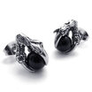 Hpolw Vintage Stainless Steel Dragon Claw Mens Stud Earrings Set 2pcs Color Silver Black