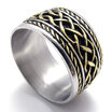 Hpolw Vintage&dignity Mens silver&black Stainless Steel golden Weave pattern Ring SilverWidth15mm 059 inches