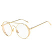 SHAUNA Classic Women Round Metal Glasses Frame Fashion Men Clear Pink Lens Goggle Shades With Chain