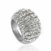 Fan-Shaped Multi-Row Crystal Full White Stones Stainless Steel Finger ringSilver