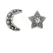 Aiyaya New Design Style Moon Star Crystal 10kt White Gold Plated Stud Earrings Jewelry Accessory