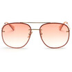 SHAUNA Oversize Pearl Effect Rim Women Round Rimless Sunglasses Double Bridges Fashion Men Gradient Lens Shades UV400