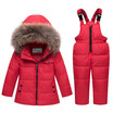 parka real Fur hooded boy baby overalls girl winter down jacket warm kids coat children snowsuit snow clothes girls clothing Set