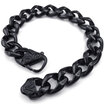 Hpolw Mens Stainless Steel Bracelet Wide Heavy Biker Links Black