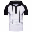 Mens Fashion Casual Breathable Hooded Short Sleeve Contrast Color Slim Fit T-Shirt