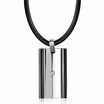 Little Stone Inlay Stainless Steel Pendant Necklace Leather Chain