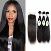 3 Bundles Malaysian Straight Hair With Closure Malaysian Virgin Hair With Closure 7A Cheap Human Hair With closure