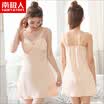 Antarctic nightdress female summer sweet short-sleeved sling pajamas ladies Korean lace thin section home service sexy pajamas champagne L