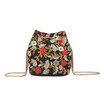 Fawziya Adjustable Chains Clutch Bag Embroidery Flowers Canvas Crossbody Bag