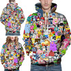 Mens Fashion Casual 3D Cartoon Animals Printing Sweatershirt Pullover Long Sleeve Hoodie
