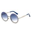 SHAUNA Luxury Crystal Decoration Women Super Round Sunglasses Oversize Ladies Gradient Lens Glasses UV400