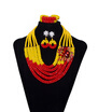 AMYNOVA 5 Rows Crystal Beads African Beaded Necklace Nigerian Wedding Beads Bridal Jewelry Women African Costume Jewelry Set