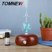 TOMNEW Glass Essential Oil Diffuser Wood Aromatherapy Aroma Mist Maker Fogger Incense Aromatic Machine with 7 Colors LED Light