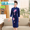 Kee Spring cheongsam gowns even dress middle-aged mother dress long section improved in seven sleeve large size wedding dresses