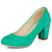 IDIFU Womens Comfy Faux Suede Round Toe Low Cut Wide Width OL Work Shoes Block Mid Heel Pumps Shoes