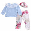 baby girl clothes 3pcs HeadbandT-shirtFloral Pants Flower Band T-shirt pants baby clothing sets baby 3piece suite