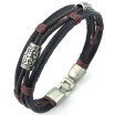 Hpolw Mens Womens Leather Rope Bracelet Tribal Braided Cuff Bangle Brown Black Silver