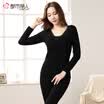 Urban beauty warm underwear womens autumn&winter seamless plus velvet lace round neck pullover autumn clothes long pants suit ladies bottoming female 2W7324 wine red Free