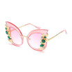 SHAUNA Oversize Luxury Crystal Decoration Women Cat Eye Sunglasses Spring Hinges Fashion Ladies Gradient Lens Eyeglasses
