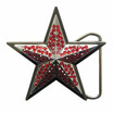 Red Rhinestones Double Star Belt Buckle Gurtelschnalle Boucle de ceinture