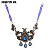 Bohemia Long Bead Pendant Necklace For Women Antique Gold Color Resin Sweater Chain Turkish Vintage Flower Jewelry Gift 2018 New