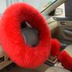 Winter Warm Wool Handbrake Cover Gear Shift Cover Steering Wheel Cover 38cm diameter 1 Set 3 Pcs