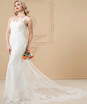 Mermaid Trumpet Illusion Neck Chapel Train Lace Over Satin Wedding Dresses with Appliques Lace by CIRCELEE®