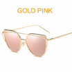 Cat Eye vintage Brand designer rose gold mirror Sunglasses For Women Metal Reflective flat lens Sun Glasses Female oculossend box