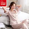 Arctic velvet pajamas womens four seasons spinning silk short-sleeved cardigan home service seasons youth Korean temperament ladies home service suit champagne gold female M