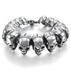 Hpolw Gothic Skull Biker Stainless Steel Mens Bracelet Black Silver KL-16